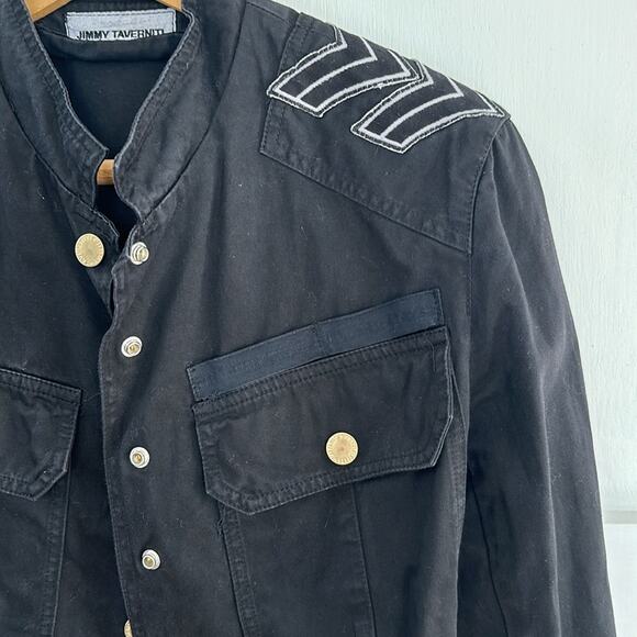 Made in Italy Jimmy Taverniti Vintage Y2K Black Military Cotton Jacket small - Picture 8 of 9